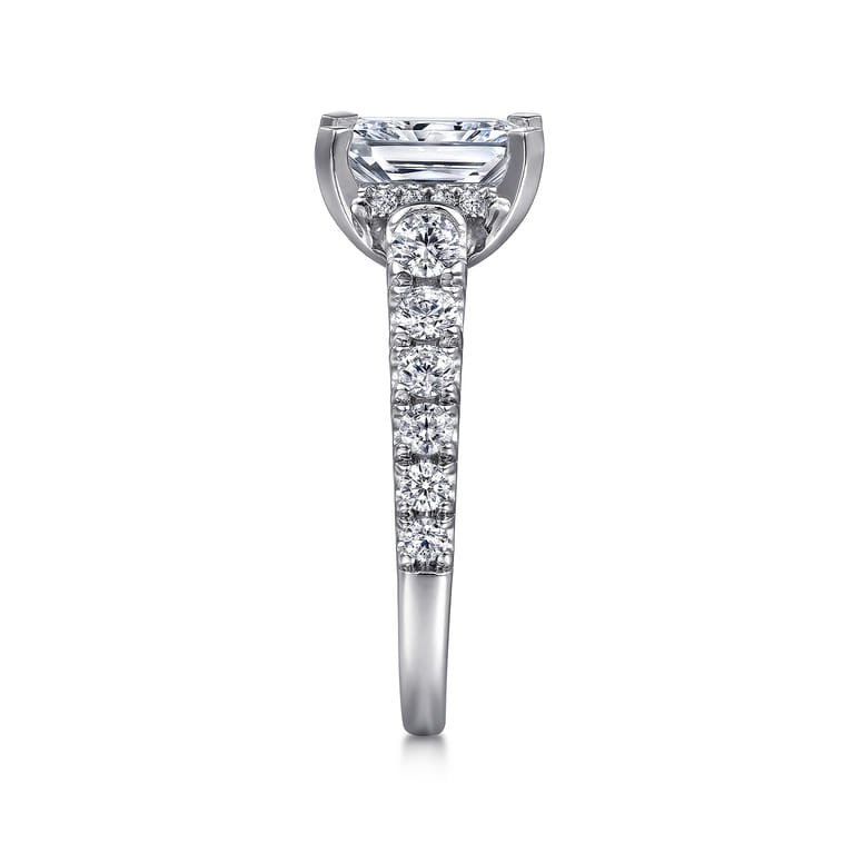 Piper - 14K White Gold Rectangular Radiant Cut Diamond Engagement Ring - 0.78 ct - Shot 5