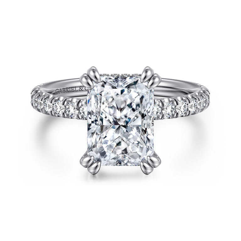 Amira - 14K White Gold Radiant Cut Diamond Engagement Ring - 0.6 ct - Shot 1