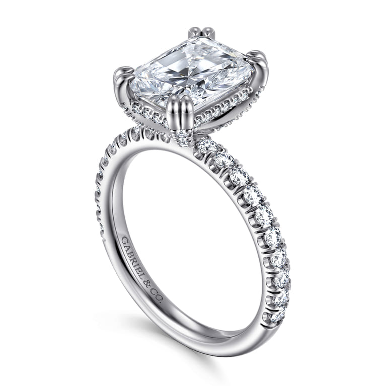 Amira - 14K White Gold Radiant Cut Diamond Engagement Ring - 0.6 ct - Shot 3