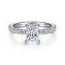 Ulani - 14K White Gold Rectangular Radiant Cut Diamond Engagement Ring - 0.5 ct
