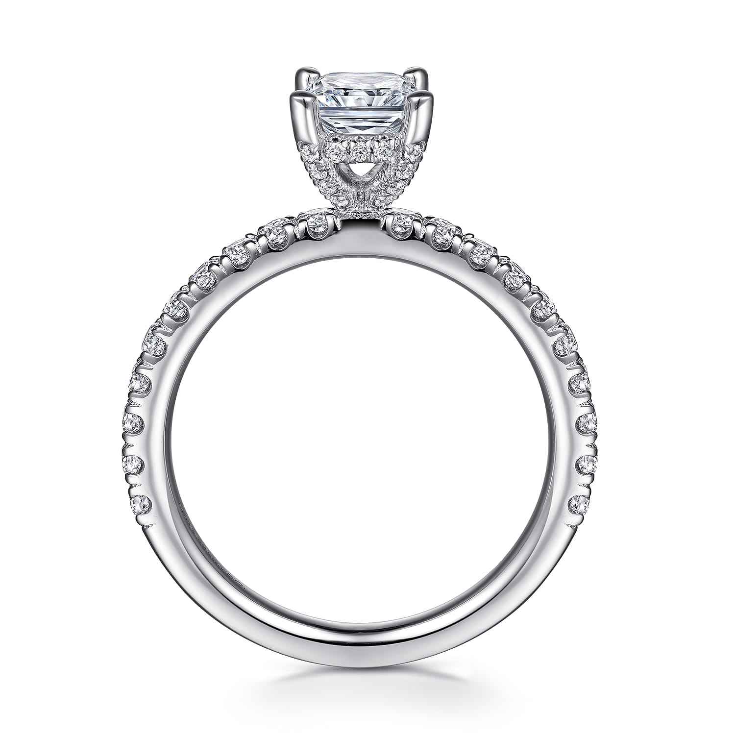 Ulani - 14K White Gold Rectangular Radiant Cut Diamond Engagement Ring - 0.5 ct - Shot 2