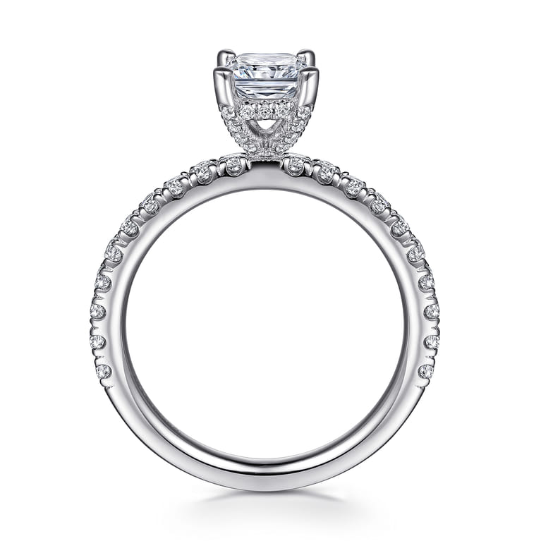 Ulani - 14K White Gold Rectangular Radiant Cut Diamond Engagement Ring - 0.5 ct - Shot 2