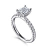 Ulani - 14K White Gold Rectangular Radiant Cut Diamond Engagement Ring - 0.5 ct