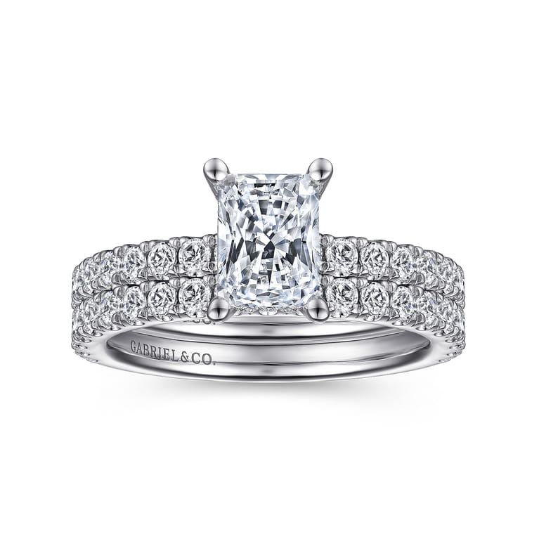 Ulani - 14K White Gold Rectangular Radiant Cut Diamond Engagement Ring - 0.5 ct - Shot 4