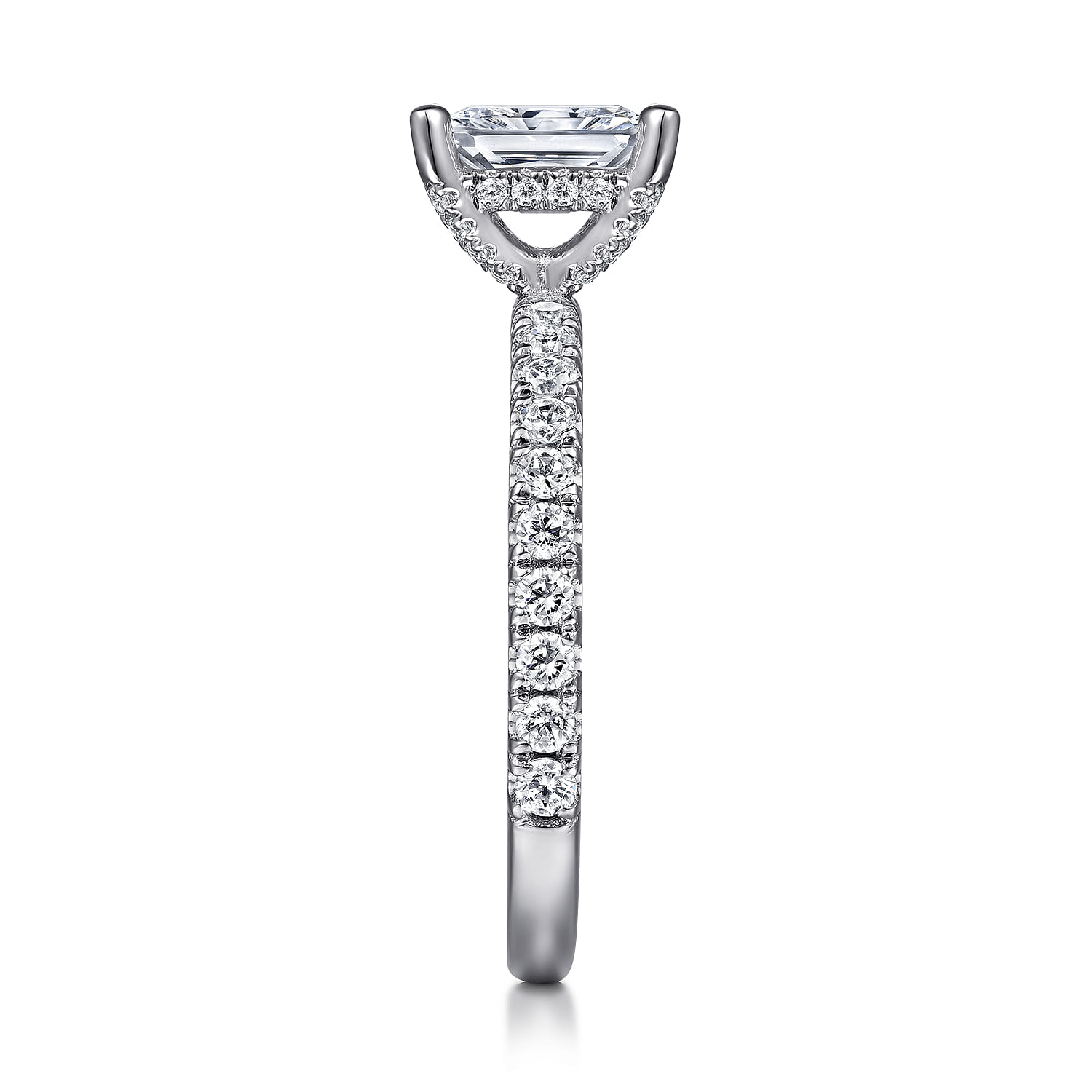 Ulani - 14K White Gold Rectangular Radiant Cut Diamond Engagement Ring - 0.5 ct - Shot 5
