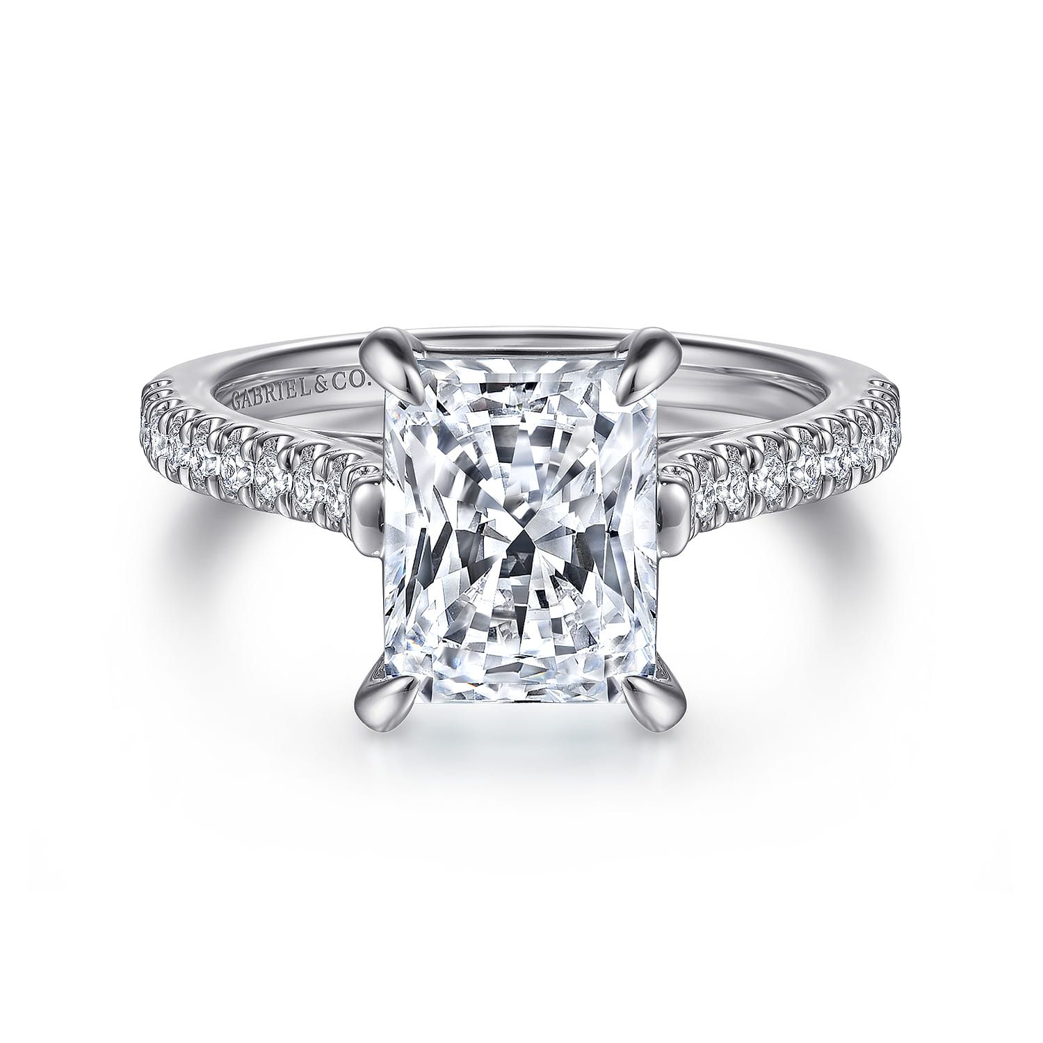 Shayanne - 14K White Gold Rectangular Radiant Cut Diamond Engagement Ring - 0.25 ct - Shot 1