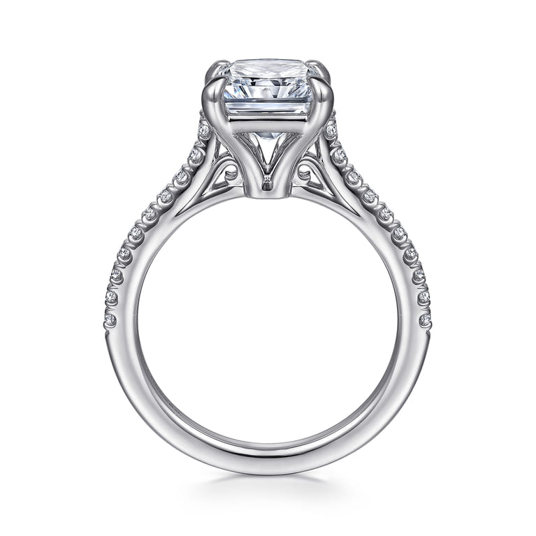 Shayanne - 14K White Gold Rectangular Radiant Cut Diamond Engagement Ring - 0.25 ct - Shot 2