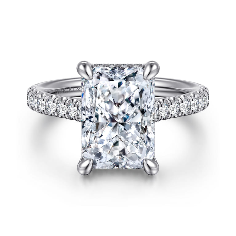 Aline - 14K White Gold Radiant Cut Diamond Engagement Ring - 0.5 ct - Shot 1