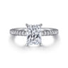 Franka - 14K White Gold Rectangular Radiant Cut Hidden Halo Diamond Engagement Ring - 0.3 ct