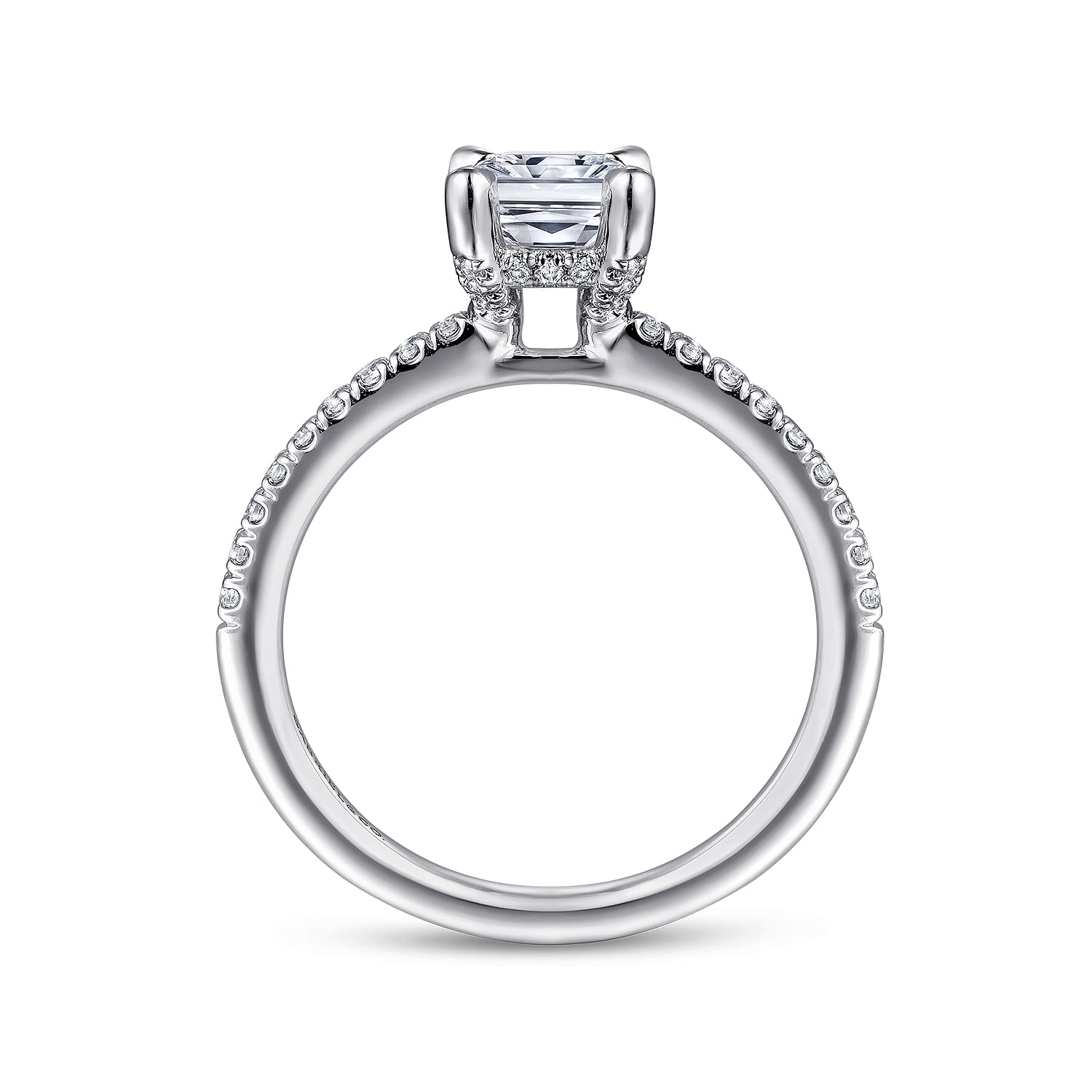 Franka - 14K White Gold Rectangular Radiant Cut Hidden Halo Diamond Engagement Ring - 0.3 ct - Shot 2