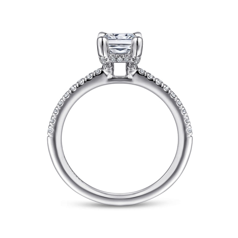 Franka - 14K White Gold Rectangular Radiant Cut Hidden Halo Diamond Engagement Ring - 0.3 ct - Shot 2