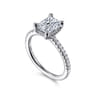 Franka - 14K White Gold Rectangular Radiant Cut Hidden Halo Diamond Engagement Ring - 0.3 ct