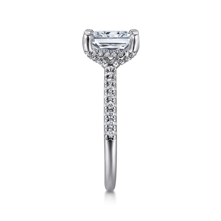 Franka - 14K White Gold Rectangular Radiant Cut Hidden Halo Diamond Engagement Ring - 0.3 ct - Shot 5