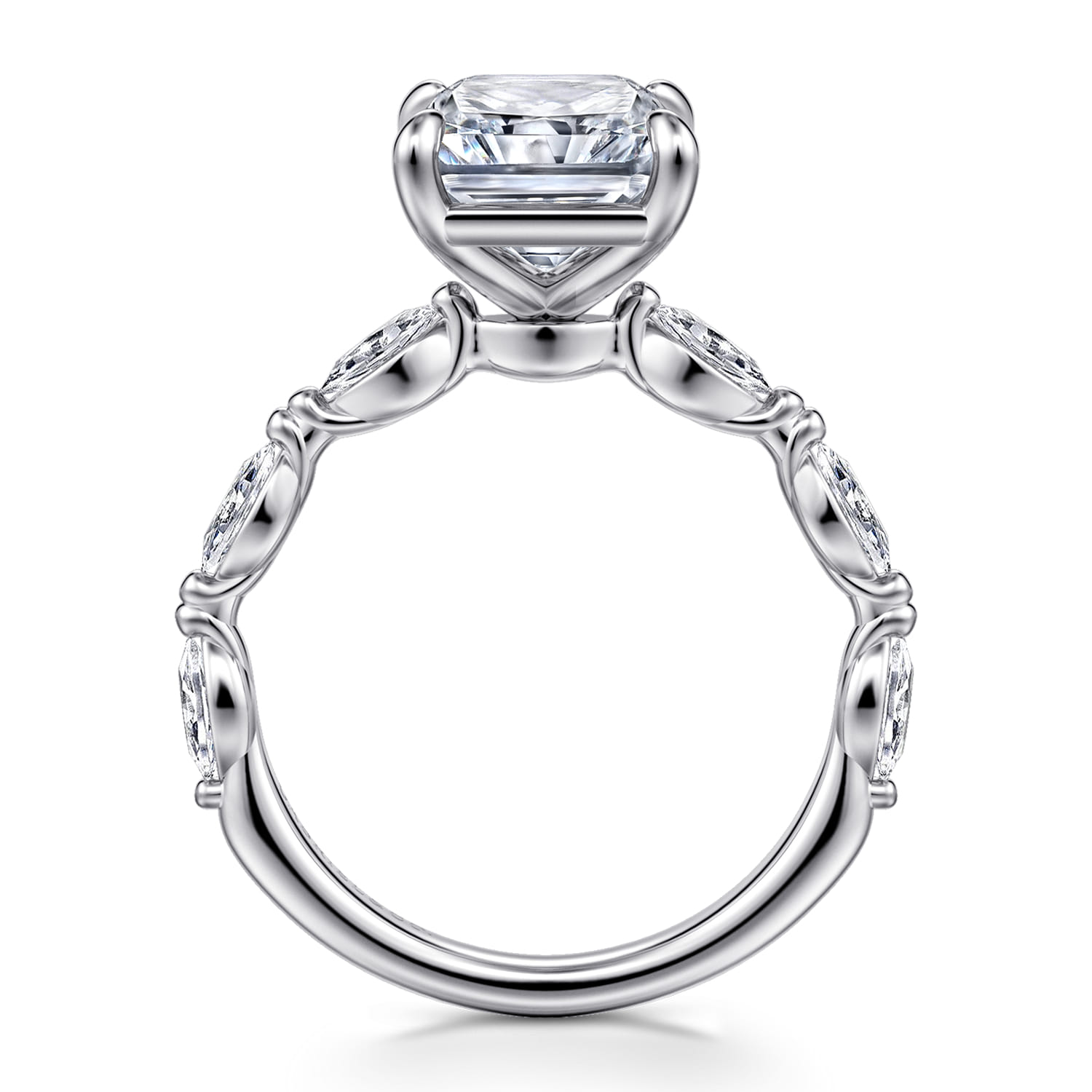 Caitte - 14K White Gold Radiant Cut Double Prong Diamond Engagement Ring - 0.5 ct - Shot 2