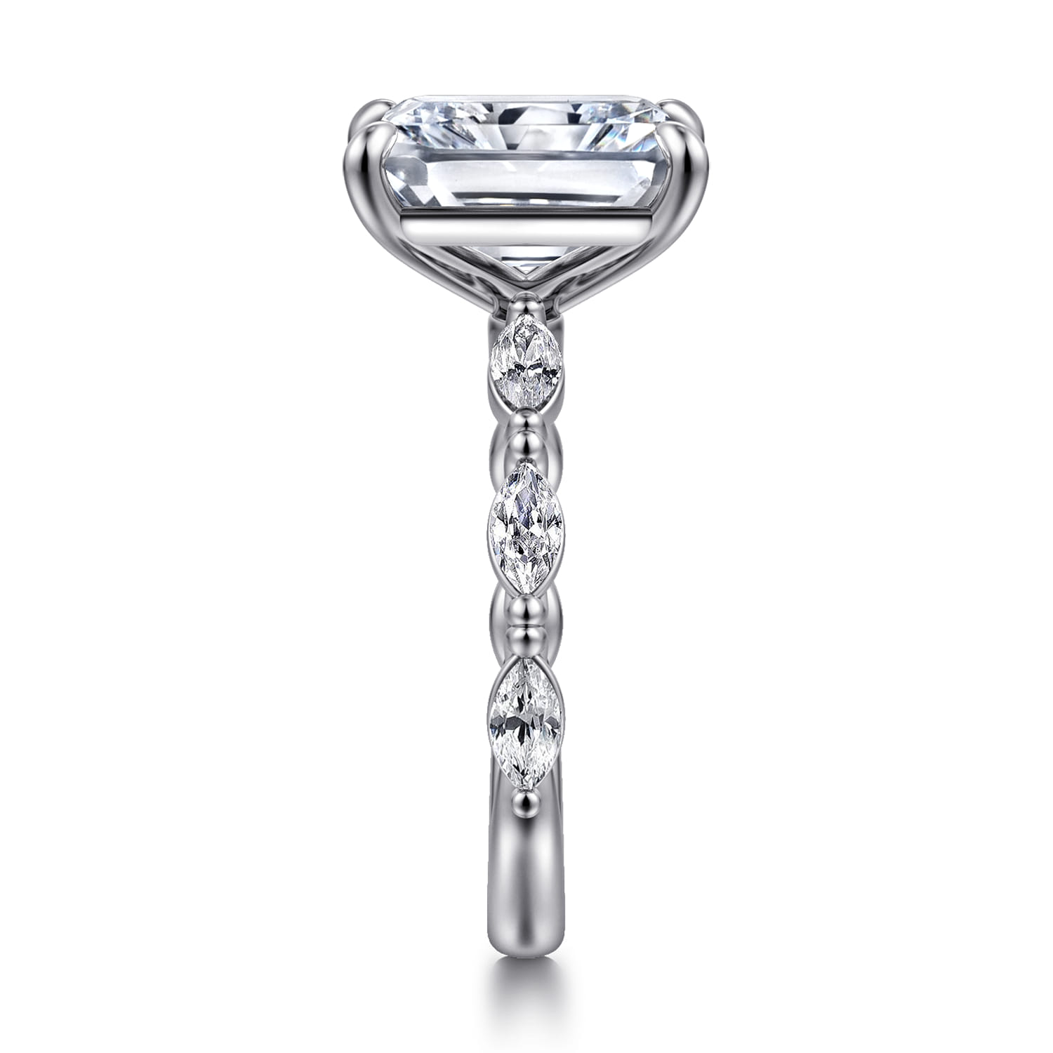 Caitte - 14K White Gold Radiant Cut Double Prong Diamond Engagement Ring - 0.5 ct - Shot 4