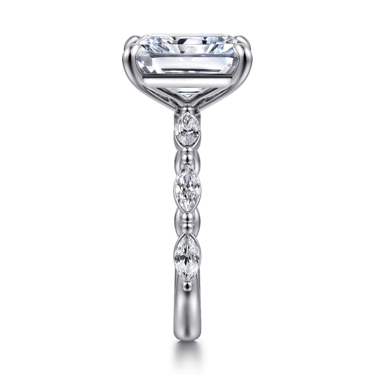 Caitte - 14K White Gold Radiant Cut Double Prong Diamond Engagement Ring - 0.5 ct - Shot 4
