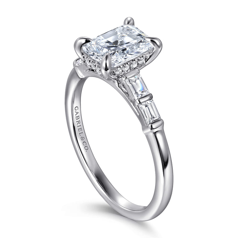 Eva - 14K White Gold Radiant Cut Diamond Engagement Ring - 0.3 ct - Shot 3
