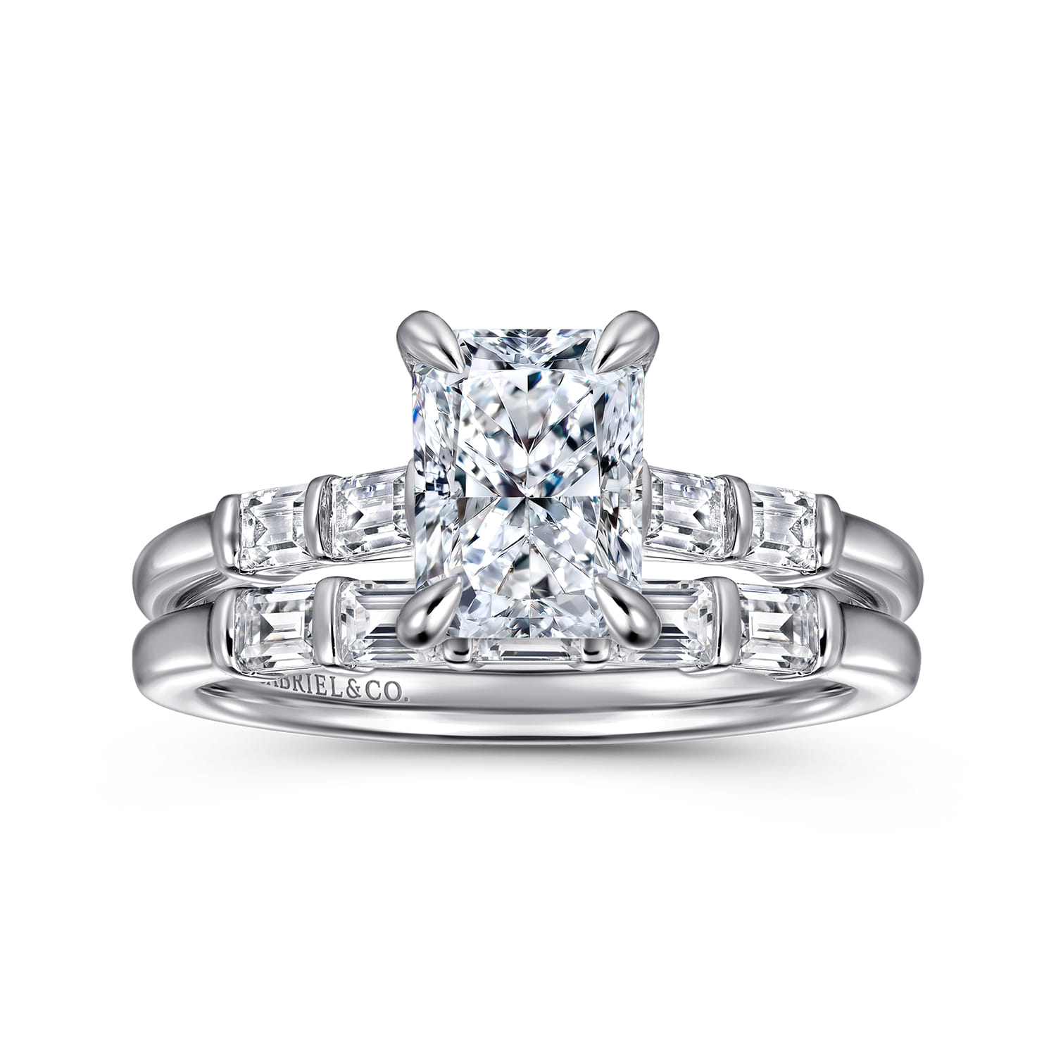 Eva - 14K White Gold Radiant Cut Diamond Engagement Ring - 0.3 ct - Shot 4