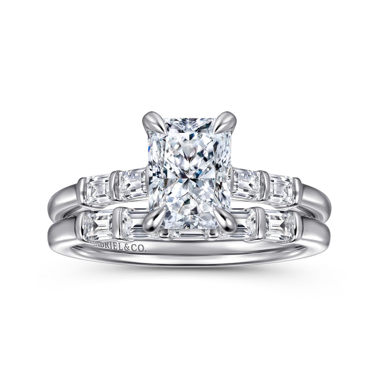 Eva - 14K White Gold Radiant Cut Diamond Engagement Ring - 0.3 ct - Shot 4