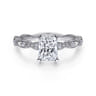 Sadie - 14K White Gold Rectangular Radiant Cut Diamond Engagement Ring - 0.12 ct