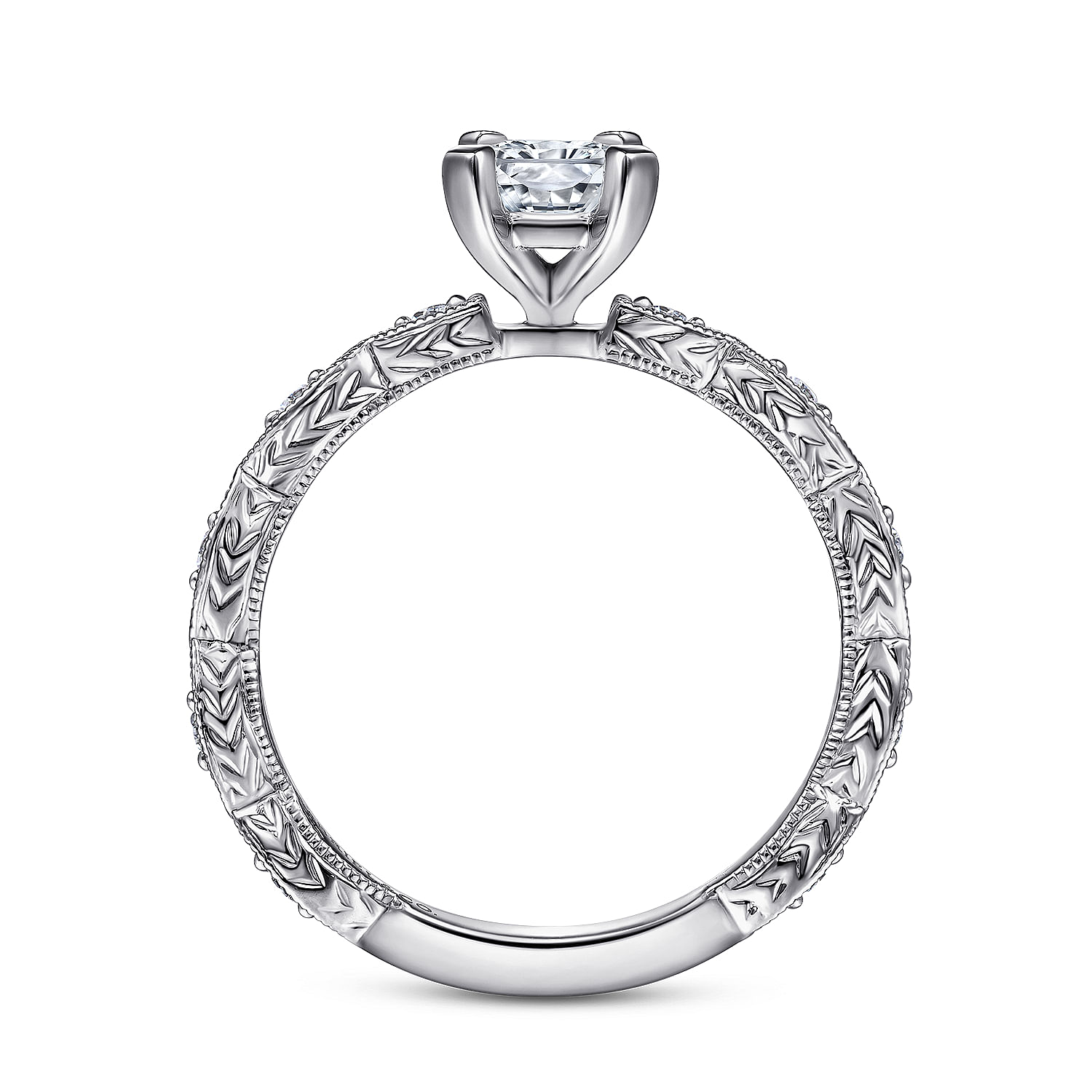 Sadie - 14K White Gold Rectangular Radiant Cut Diamond Engagement Ring - 0.12 ct - Shot 2