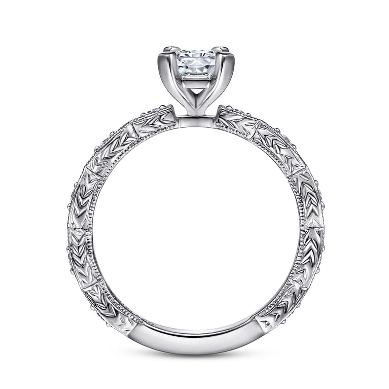 Sadie - 14K White Gold Rectangular Radiant Cut Diamond Engagement Ring - 0.12 ct - Shot 2
