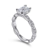 Sadie - 14K White Gold Rectangular Radiant Cut Diamond Engagement Ring - 0.12 ct