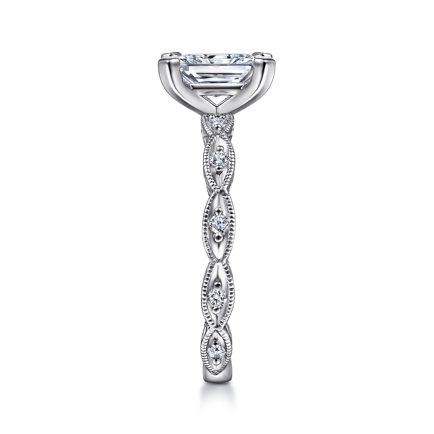 Sadie - 14K White Gold Rectangular Radiant Cut Diamond Engagement Ring - 0.12 ct - Shot 5