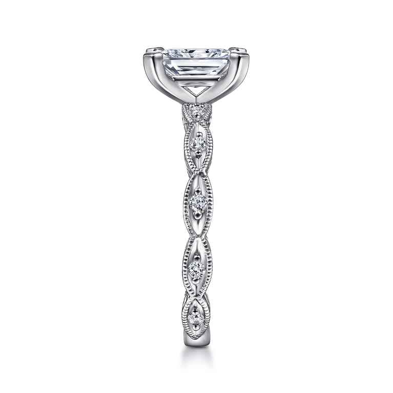 Sadie - 14K White Gold Rectangular Radiant Cut Diamond Engagement Ring - 0.12 ct - Shot 5
