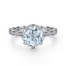 Liza - Vintage Inspired 14K White Gold Aquamarine and Diamond Engagement Ring - 0.3 ct