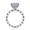 Liza - Vintage Inspired 14K White Gold Aquamarine and Diamond Engagement Ring - 0.3 ct
