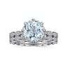 Liza - Vintage Inspired 14K White Gold Aquamarine and Diamond Engagement Ring - 0.3 ct