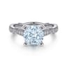 Aretha - 14K White Gold Straight Round Aquamarine and Diamond Engagement Ring - 0.36 ct