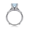 Aretha - 14K White Gold Straight Round Aquamarine and Diamond Engagement Ring - 0.36 ct