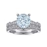 Aretha - 14K White Gold Straight Round Aquamarine and Diamond Engagement Ring - 0.36 ct