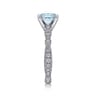 Aretha - 14K White Gold Straight Round Aquamarine and Diamond Engagement Ring - 0.36 ct