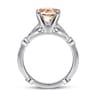 Mabel - Vintage Inspired 14K White Gold Round Morganite and Diamond Engagement Ring - 0.35 ct