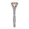 Mabel - Vintage Inspired 14K White Gold Round Morganite and Diamond Engagement Ring - 0.35 ct