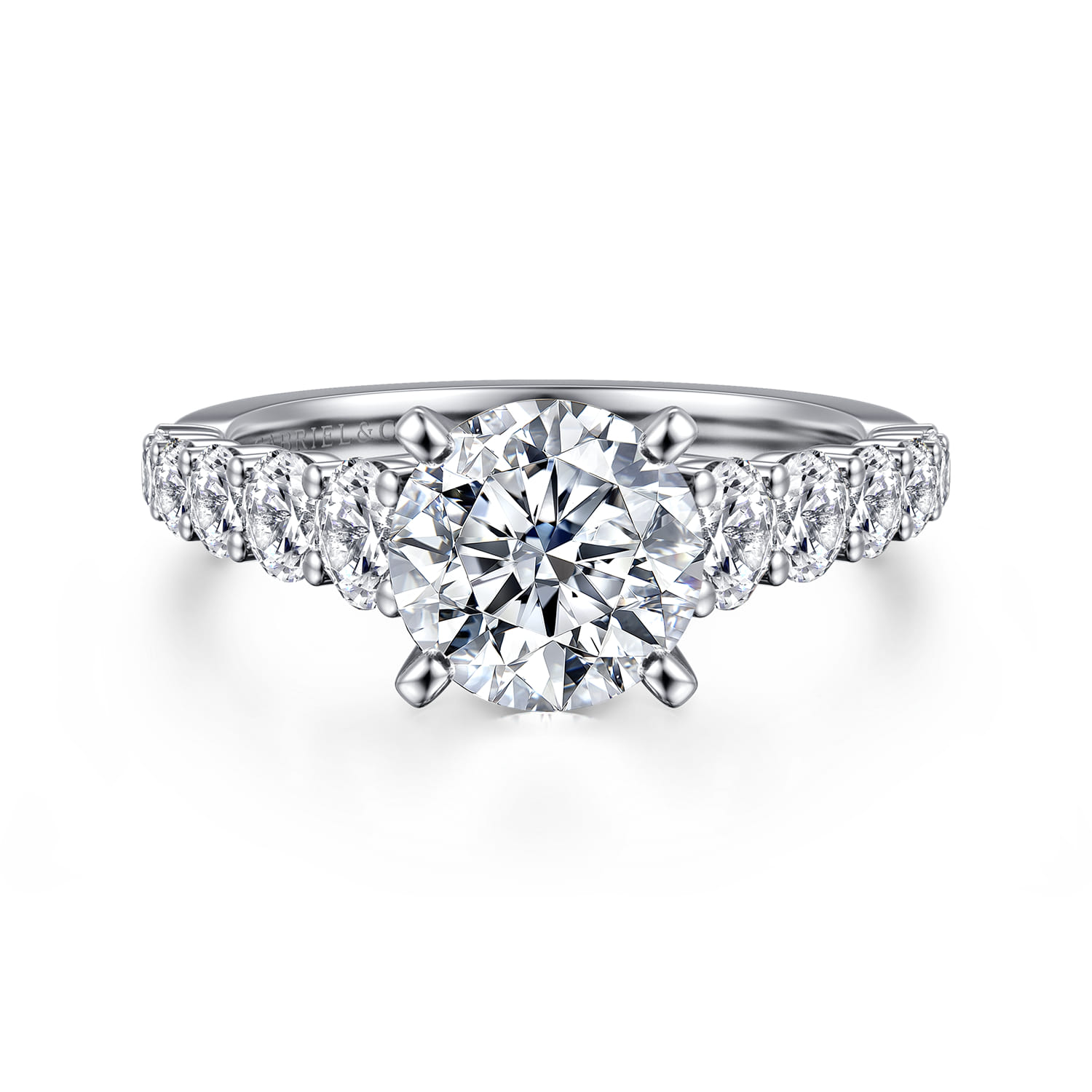Taylor - 14K White Gold Round Diamond Engagement Ring - 0.95 ct - Shot 1