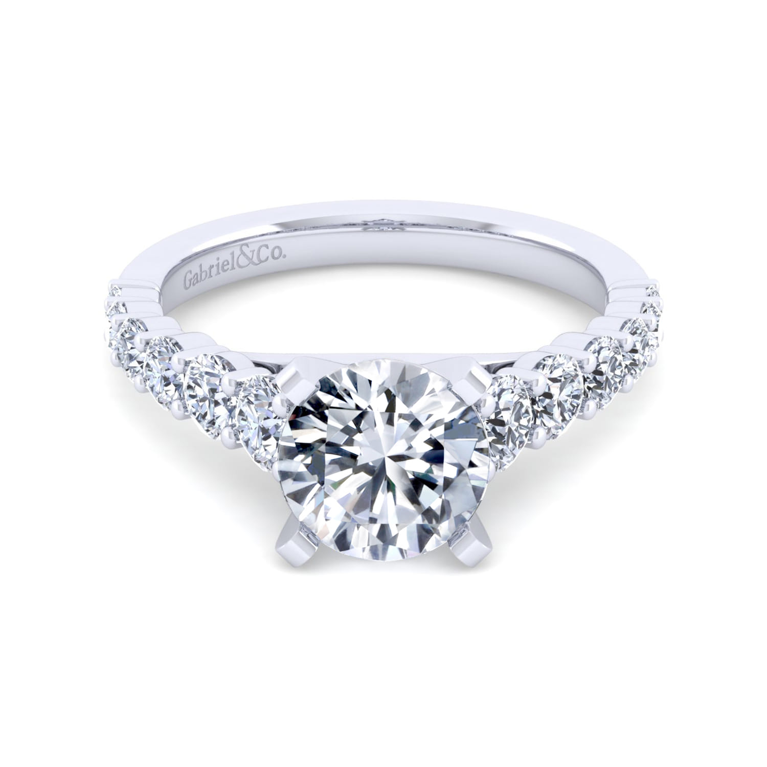 Taylor - 14K White Gold Round Diamond Engagement Ring - 0.93 ct - Shot 1