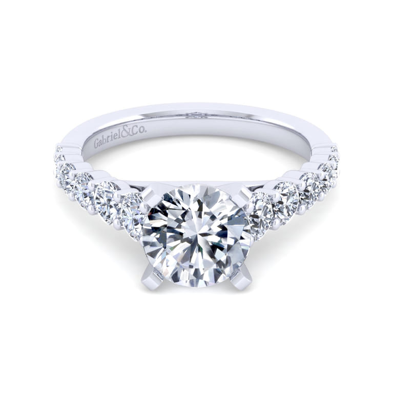 Taylor - 14K White Gold Round Diamond Engagement Ring - 0.93 ct - Shot 1
