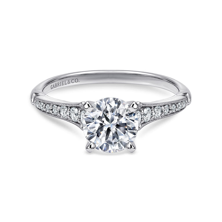 Hollis - 14K White Gold Round Diamond Engagement Ring - 0.21 ct - Shot 1