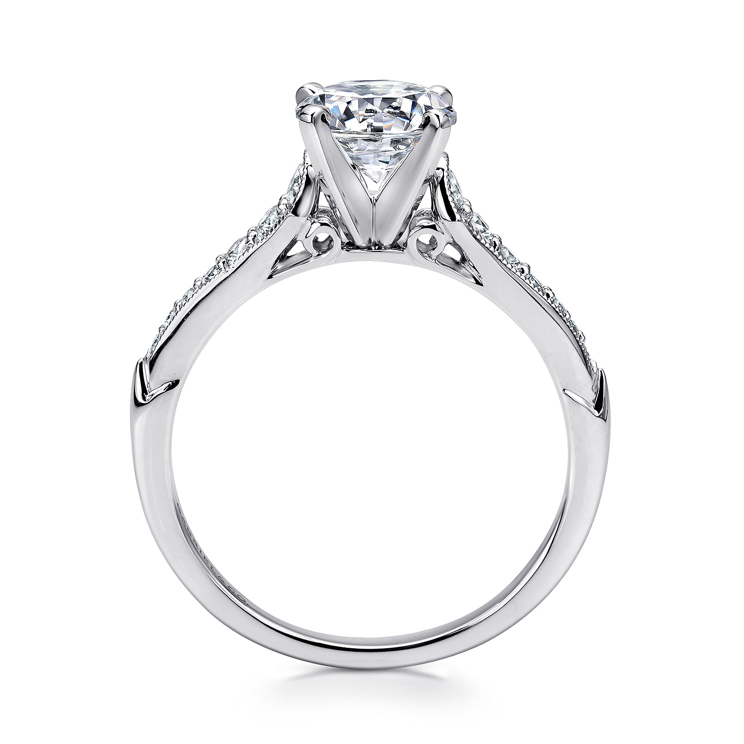 Hollis - 14K White Gold Round Diamond Engagement Ring - 0.21 ct - Shot 2