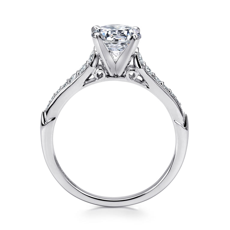 Hollis - 14K White Gold Round Diamond Engagement Ring - 0.21 ct - Shot 2