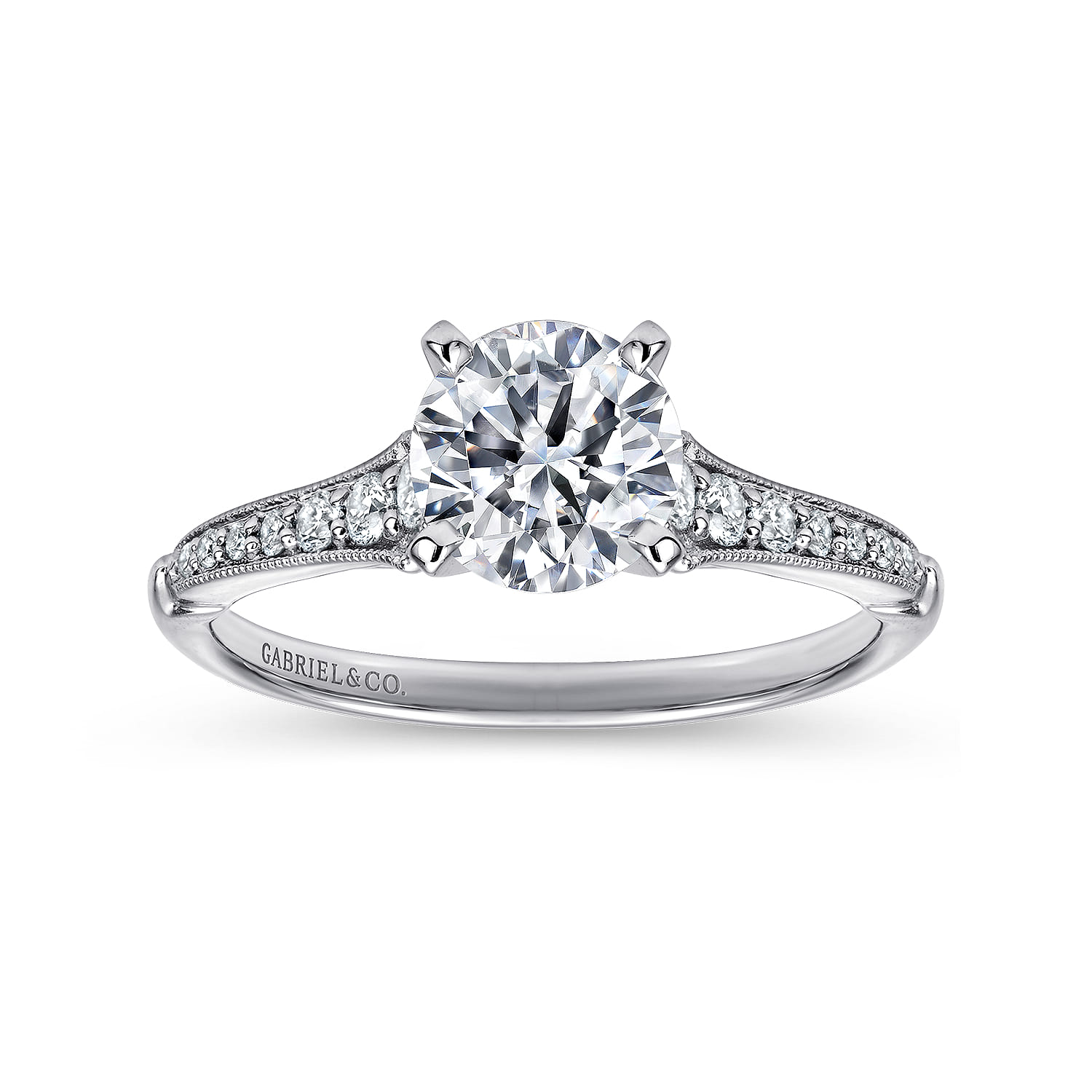 Hollis - 14K White Gold Round Diamond Engagement Ring - 0.21 ct - Shot 5