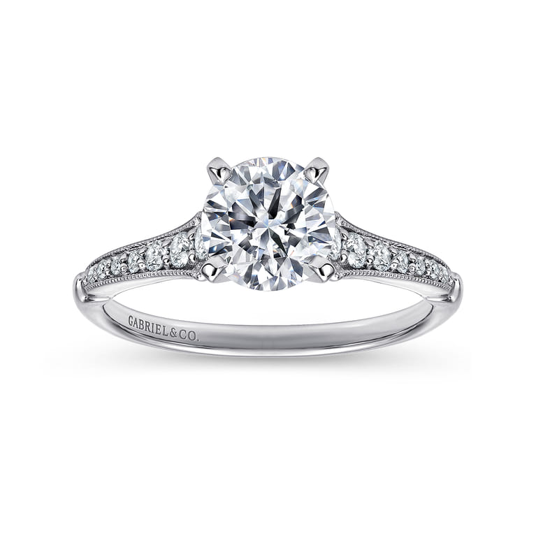 Hollis - 14K White Gold Round Diamond Engagement Ring - 0.21 ct - Shot 5