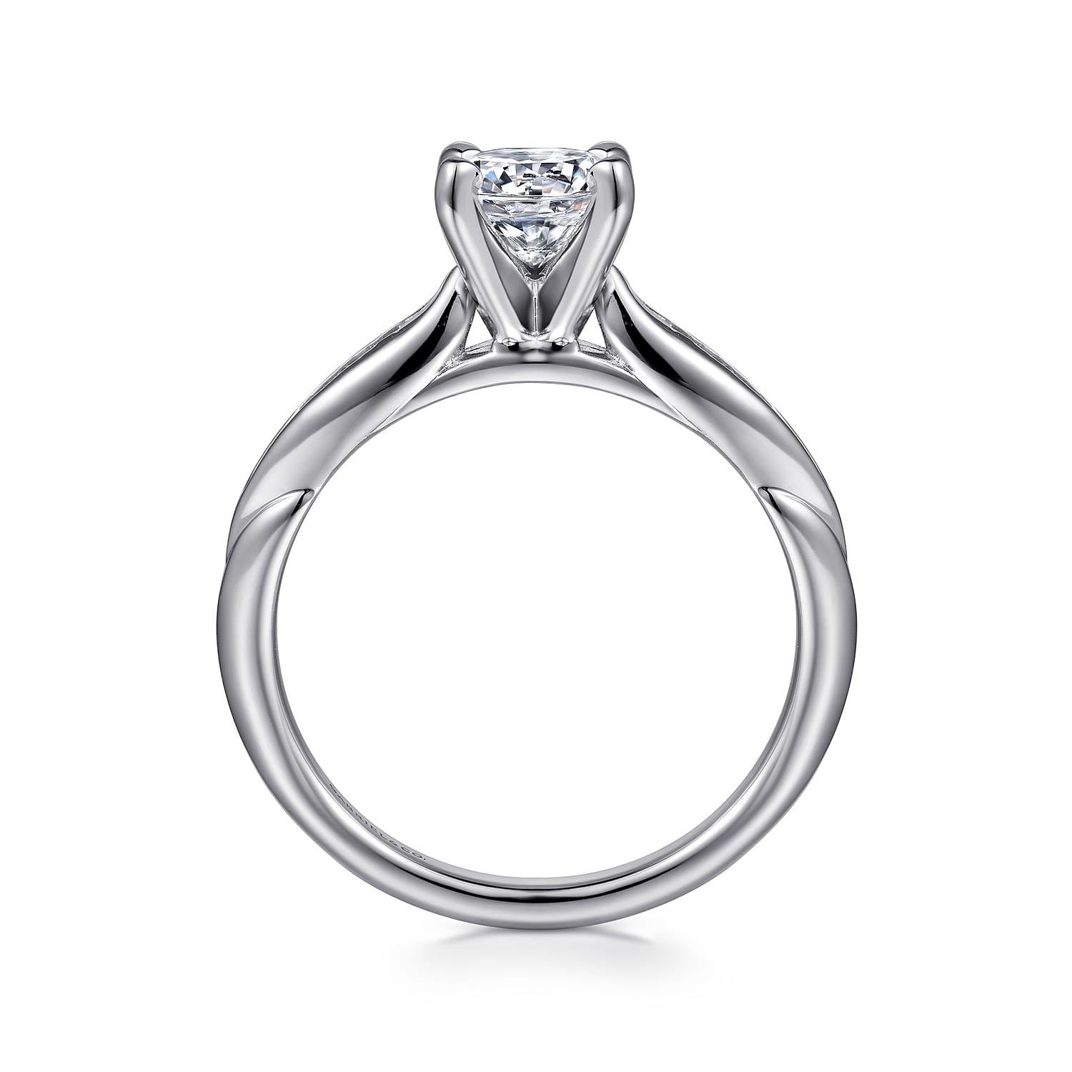 Quinn - 14K White Gold Round Diamond Channel Set Engagement Ring - 0.09 ct - Shot 2