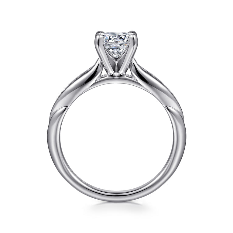 Quinn - 14K White Gold Round Diamond Channel Set Engagement Ring - 0.09 ct - Shot 2
