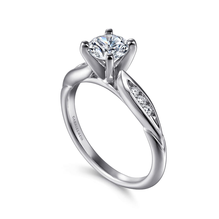 Quinn - 14K White Gold Round Diamond Channel Set Engagement Ring - 0.09 ct - Shot 3