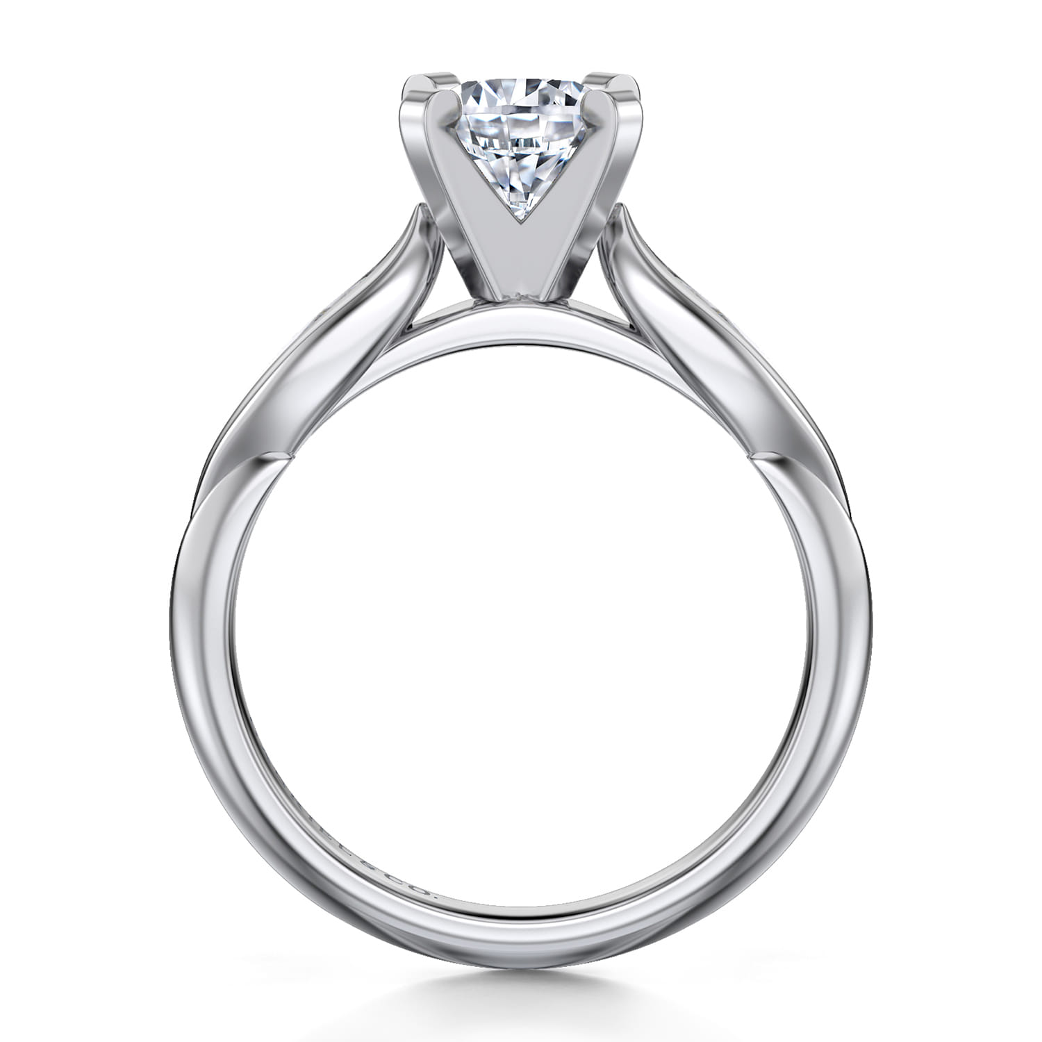 Quinn - 14K White Gold Round Diamond Engagement Ring - 0.09 ct - Shot 2